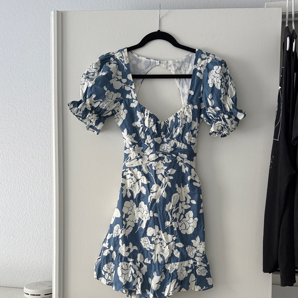 Floral Blue and White Dress